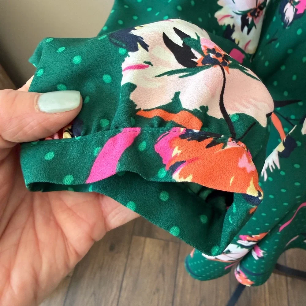 Green Floral Wrap Midi Dress - Picture 9 of 14